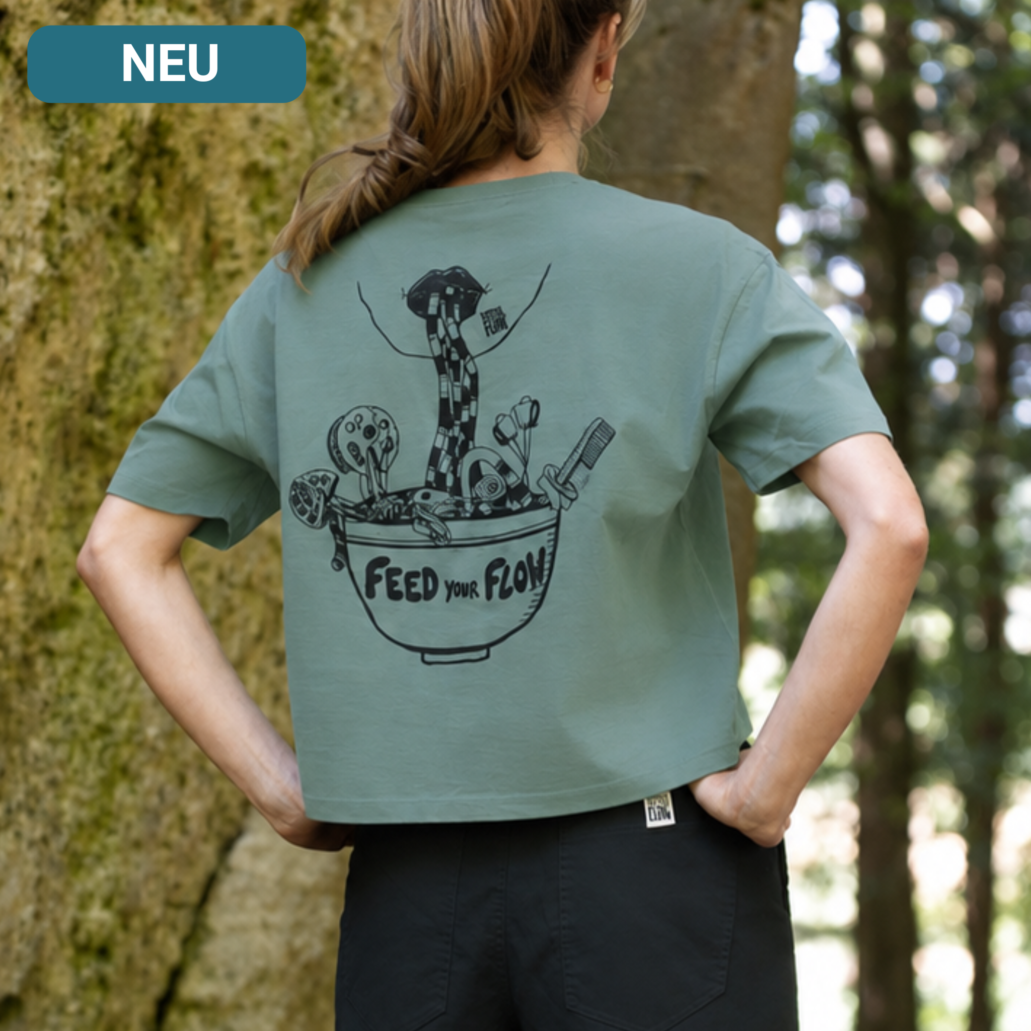Feed your Flow Cropped T-Shirt aus Bio-Baumwolle für Damen